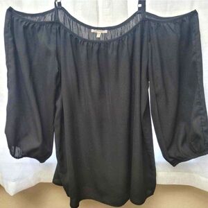 2x Black Off the Shoulder Long Sleeve Tunic Top